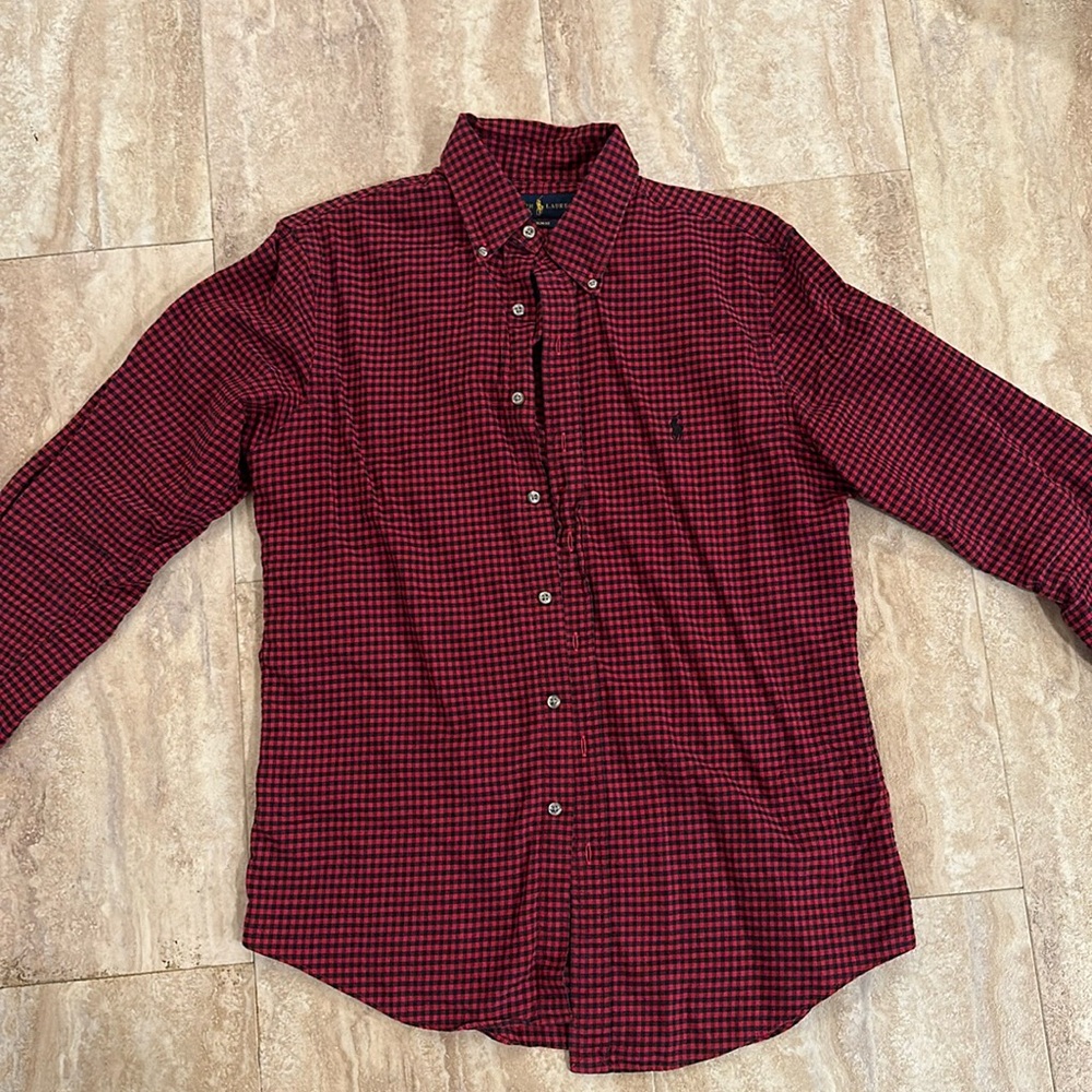 Men’s Ralph Lauren Black and Red Checkered Dress Shirt